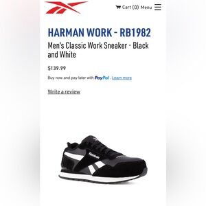 Reebok Harman Work Sneakers - Black and White Design